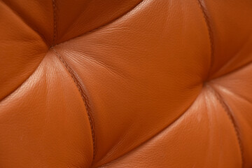 Luxury interior design and comfort, brown leather upholstery texture with tufted stitching detail for high end furniture and home decor background © Pixel-Shot