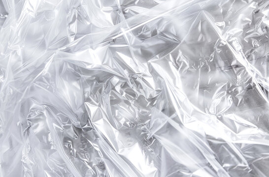 Photo of Crumpled sheet of polythene plastic wrap. Background texture for backdrops or mapping
