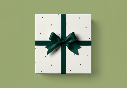 Elegant Gift Box Mockup With Ribbon PSD