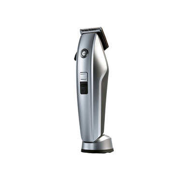 Cordless electric hair clippers standing upright, png with transparent background. AI gen