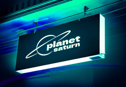 Futuristic Neon Sign Mockup PSD