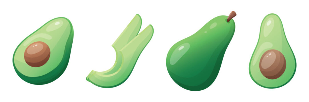 Fresh avocado set with whole avocado