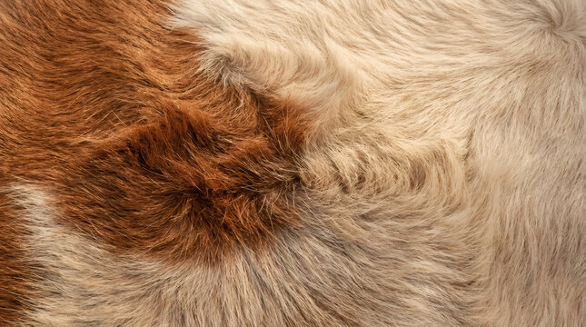 Natural cowhide texture background, brown and white animal fur pattern, rustic leather hide surface for design backdrops