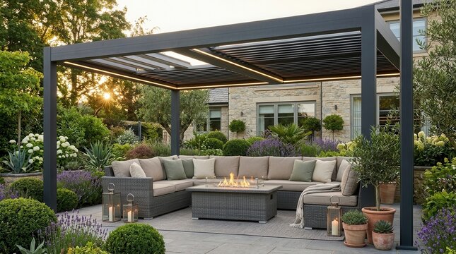 Luxury experience in an upscale garden setting with adaptable aluminum pergolas