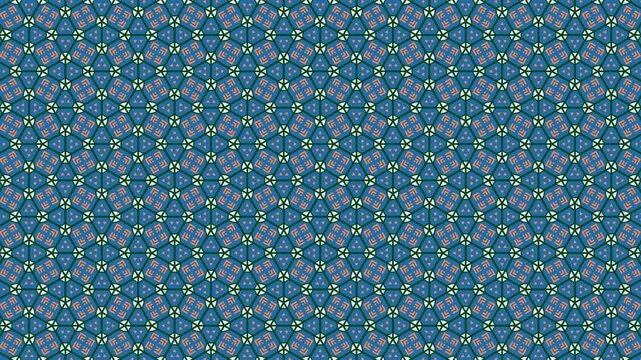 Geometric blue and pink abstract tile pattern with a seamless loop