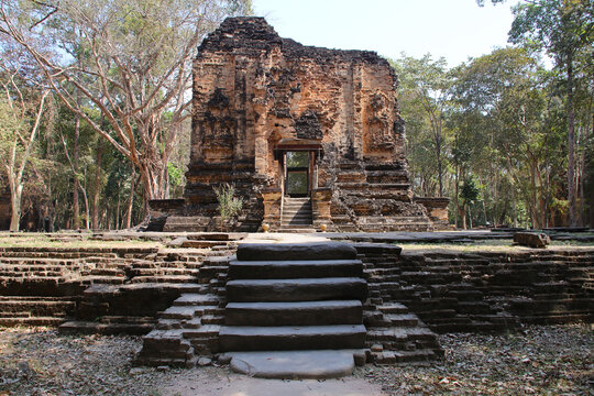 ruined hindu temple at sambor prei kuk in the kampong thom province in cambodia