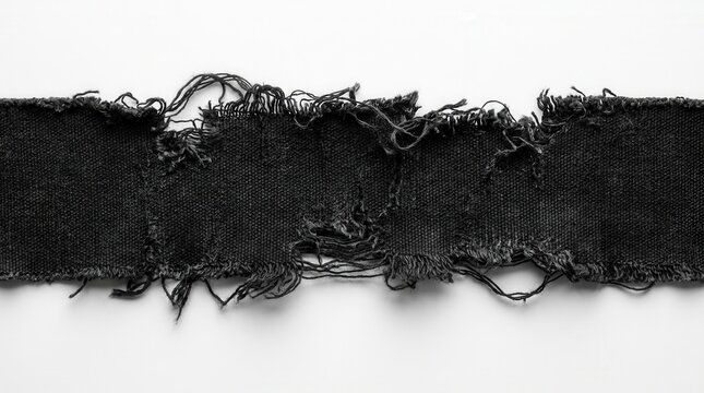 Black fabric with torn edges and dramatic dark tones for design backgrounds and textures
