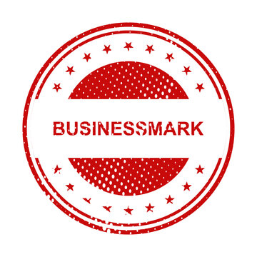 Red business mark stamp with businessmark text isolated on transparent background