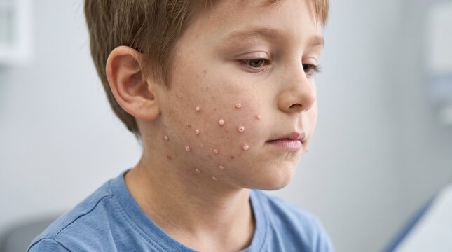 Molluscum Contagiosum on the Face of a Boy