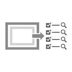 Fototapeta premium Process icon showing input transforming into checked list items