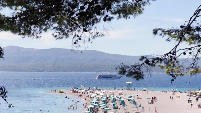 Zlatni rat beach Bol Croatia tilt down