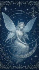 Fototapeta premium Ethereal fairy under starry sky.