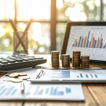 Business Financial Planning and Budget Management Concept on Corporate Desk