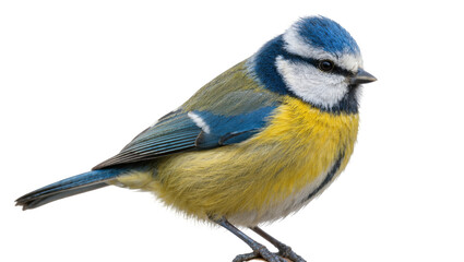Small blue tit bird with yellow and blue plumage, isolated on transparent background © Florin