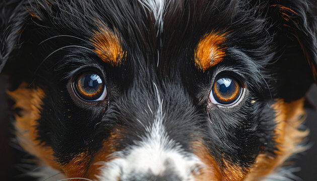 Close up portrait of a cute puppy eyes