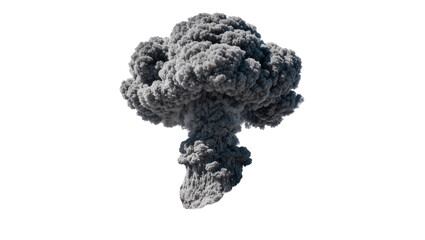 Massive grey smoke explosion mushroom cloud, isolated on transparent background © Florin