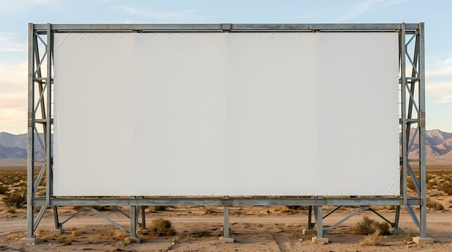 Blank billboard in desert landscape photo with copy space for advertising