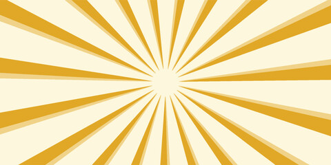 Obraz premium Vibrant yellow sunburst pattern on cream background with radiating lines creating dynamic energy