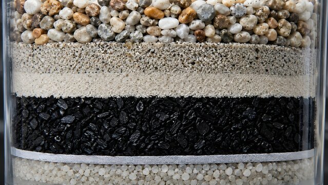 Multilayer Water Filtration Media with Gravel Sand and Activated Carbon
