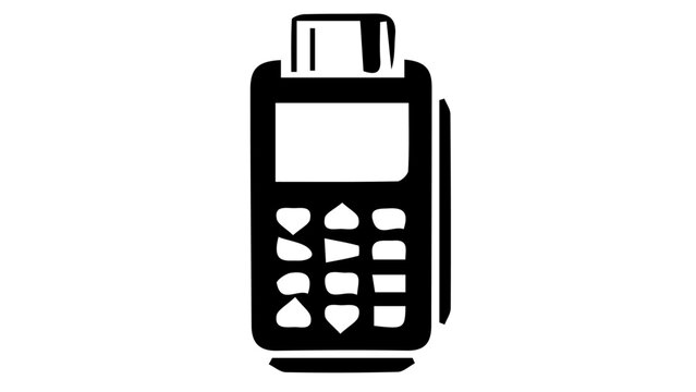 Black POS terminal icon, payment gateway sign, credit card machine, cash register symbol, banking vector, point of sale illustration, commerce device for sales applications