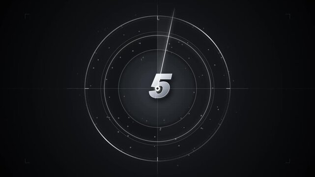 Digital countdown timer clock number five dark background motion art