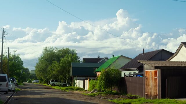 Old traditional rural wooden house in a russian village from the kingdom time.