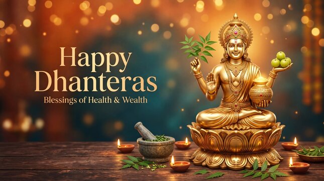 Lord Dhanvantari - Dhanteras Health and Ayurveda Devotional Banner