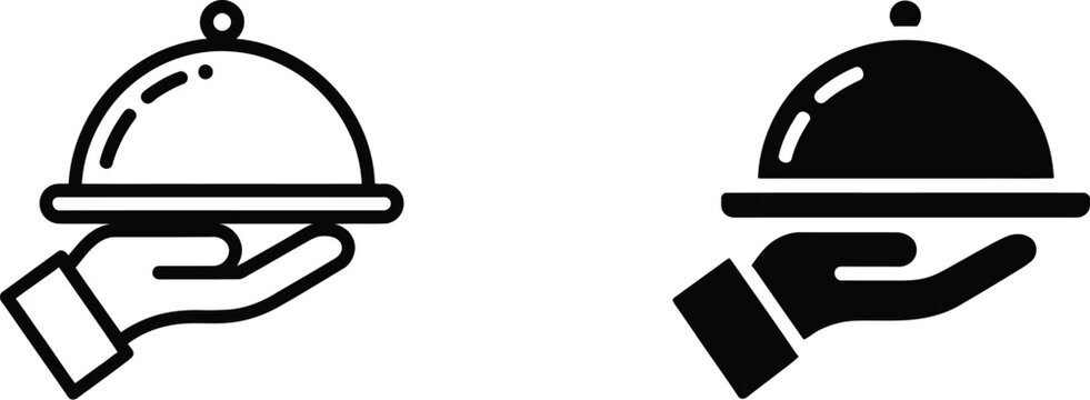 Room Service icon featuring hotel hospitality, food delivery, dining, guest assistance, housekeeping, accommodation, and flat vector design.