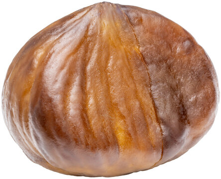 Freshly roasted chestnuts with cracked shells, isolated on a white background, with png file, Perfect visual for healthy snack marketing, gourmet food recipes.