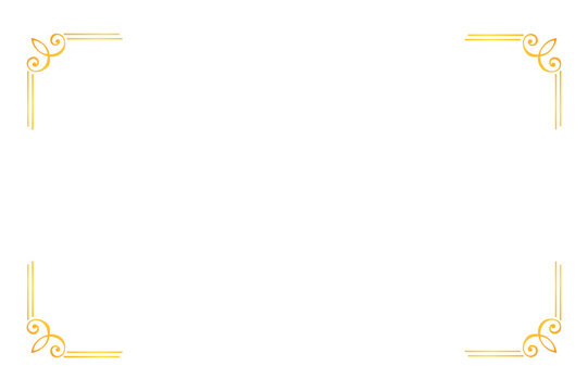 Elegant thin golden line frame corners with flourishes for certificate or invitation template.
