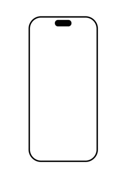 Phone mockup, iphone 18 pro screen, blank display. Mobile smartphone frame, mock up, isolated on white, transparent png