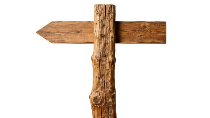 Rustic wooden directional signpost with two weathered planks, isolated on transparent background © Marcel