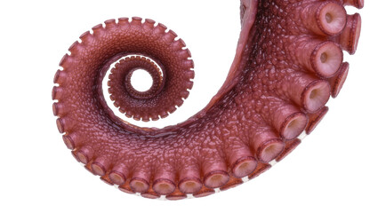 Detailed octopus tentacle with suction cups spiraling inwards, isolated on transparent background © Marcel