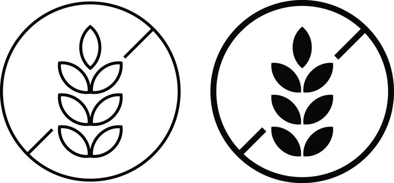 gluten free vector icon set. healthy food, dietary restriction, and natural product symbols for modern health and wellness