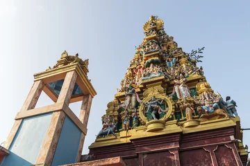Decorated exterior of the Sri Kaileswaram Temple, dedicated to Lord Shiva and Ganesha, the oldest Hindu temple in Colombo in Sri Lanka © evannovostro