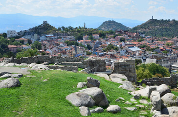 Plovdiv city panorama from Nebet Tepe hill with ancient ruins, Bulgaria. © E.R.Dora