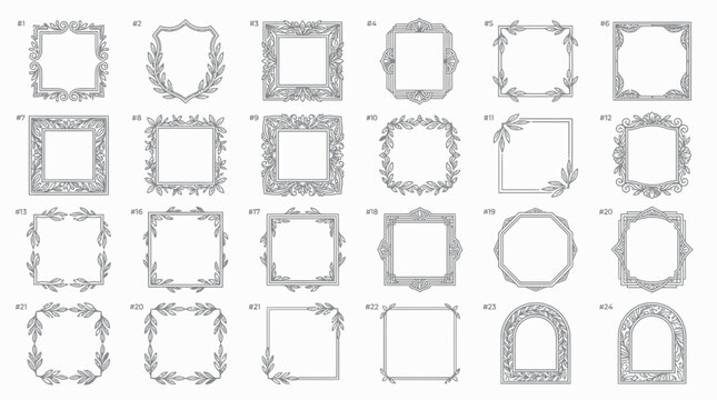 Collection of Decorative Square and Arch Frames Isolated
