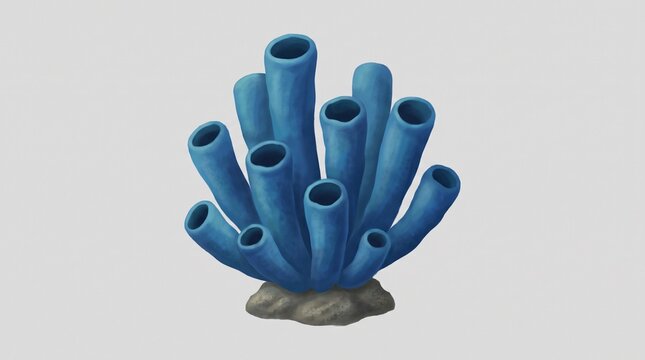 Blue Tube Sponge Illustration on Gray Background