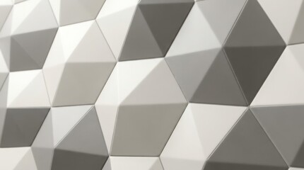 Obraz premium Abstract geometric 3D triangle wall pattern in grayscale tones