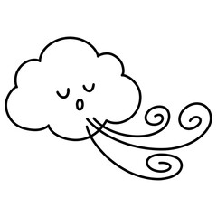 cartoon illustration outline of windy weather  © GOOKKIK