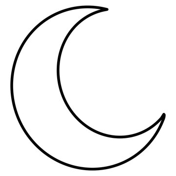 cartoon illustration outline of a crescent moon 