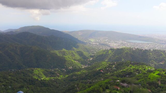 Kingston, Jamaica behind the mountains captured in 4k
