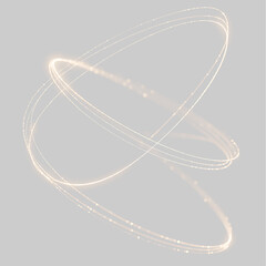 Swirling golden light rings with sparkling particles on transparent background. Glowing magic glitter trails and shiny luminous circles for design overlay © ALEXA