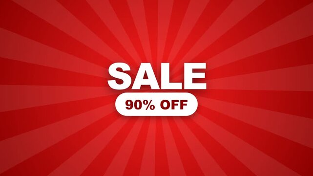 Sale promotion ninety percent off on red sunburst background