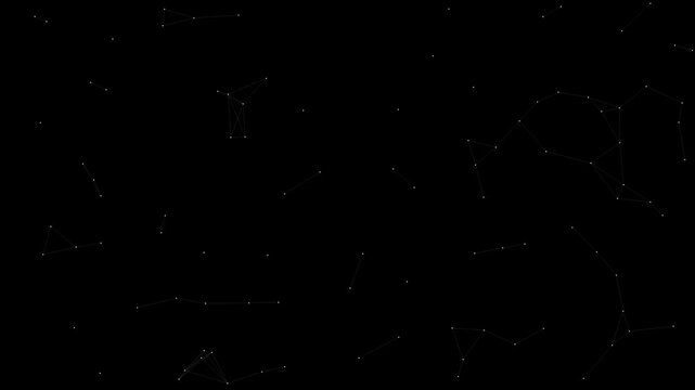 Constellations glowing on a dark black background