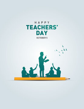 Happy Teacher's day concept vector illustration background. Creative teacher's day vector education concept.	