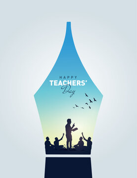 Happy Teacher's day concept vector illustration background. Creative teacher's day vector education concept.	