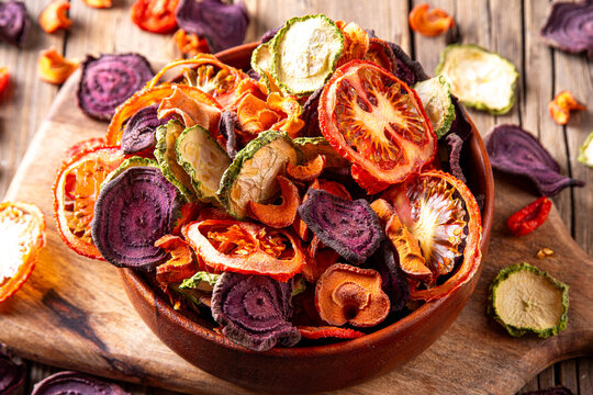 Healthy alternative for traditional potato chips, dry vegetables snacks