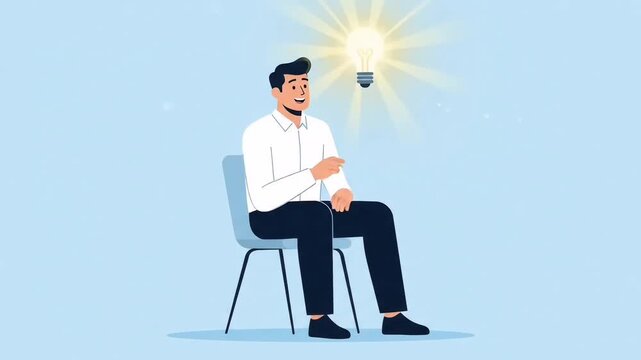 Professional Man Sitting and Creating Business Ideas with Innovation Vector Illustration
