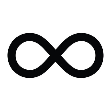 Infinity Loop Symbol Icon Silhouette representing Eternal Unlimited Mathematical Forever and Continuity Concept Vector Illustration